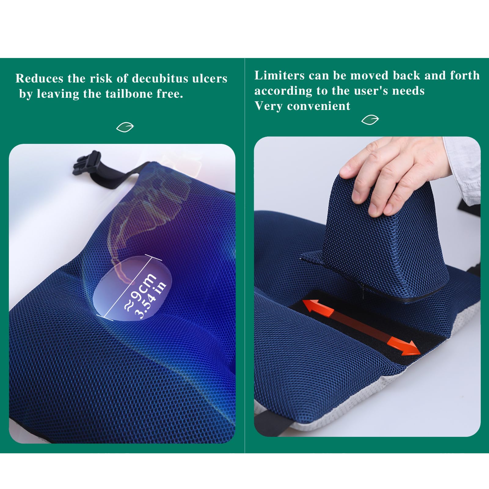 Cojín para silla de ruedas con cinturón de seguridad, diseño antideslizante para personas mayores, evita el deslizamiento hacia adelante, facilita el posicionamiento, la transferencia y alivia la