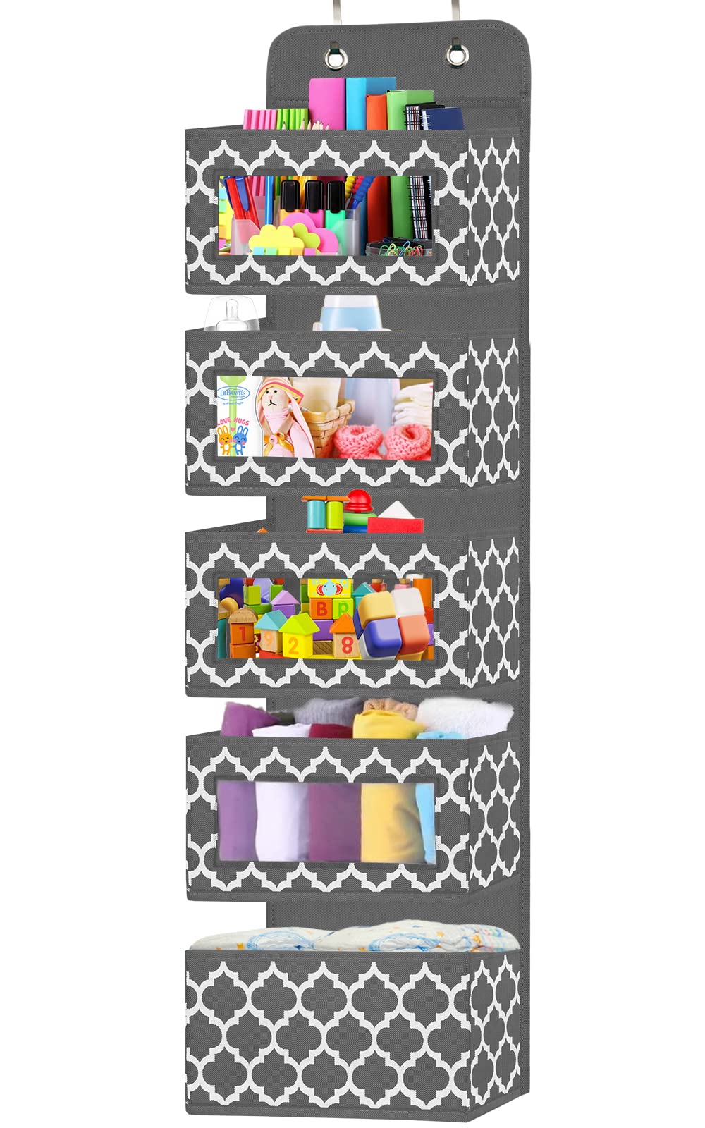 Organizer Da Appendere Per Documenti VERONLY - 6 Tasche Large 23 Cm, 128x35 Cm, Con Ganci Metallici E Portaetichette, Per Parete - 2