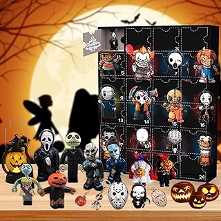 Halloween Advent Calendar 2023, Halloween Horror Figures Advent Calendar, 24Pcs Halloween Countdown Calendar with Surprise Toys, Scary Halloween Doll Collectible Figures Gift (A)