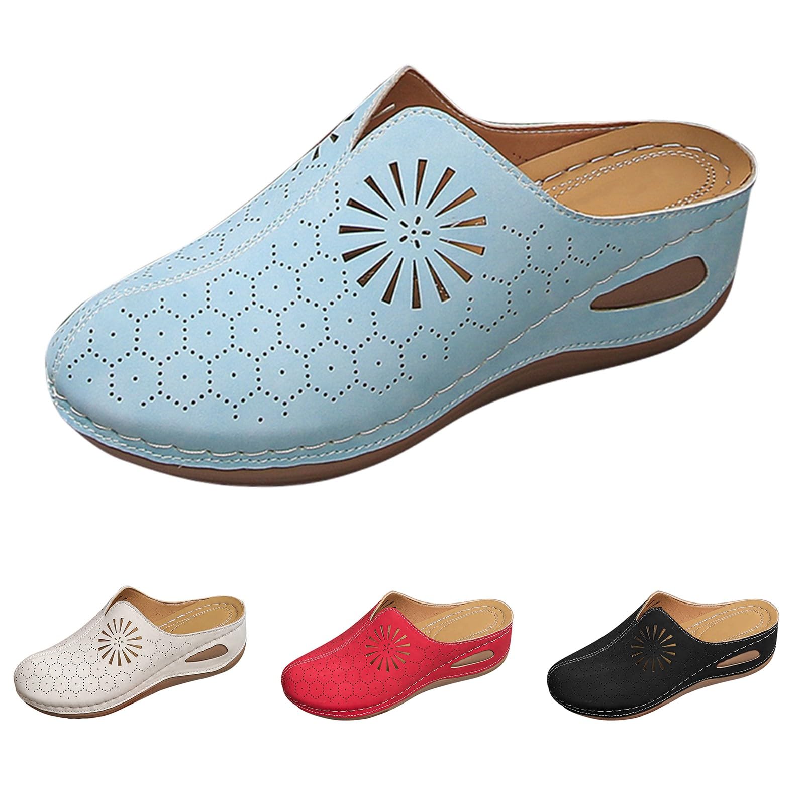 Generico Sandales CompenséEs Confortables LéGèRes AntidéRapantes Semelle Souple Respirantes Chaussures Femme éTé éLéGantes Mules OrthopéDiques Coupe Large Ville Usage Quotidien