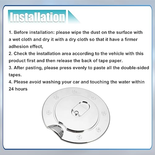 Miniatura 7 de X AUTOHAUX Tapa de llenado de depósito de combustible cromada, decoración para Dodge para Ram 1500 2002-2008, cubierta de llenado de puerta de gas