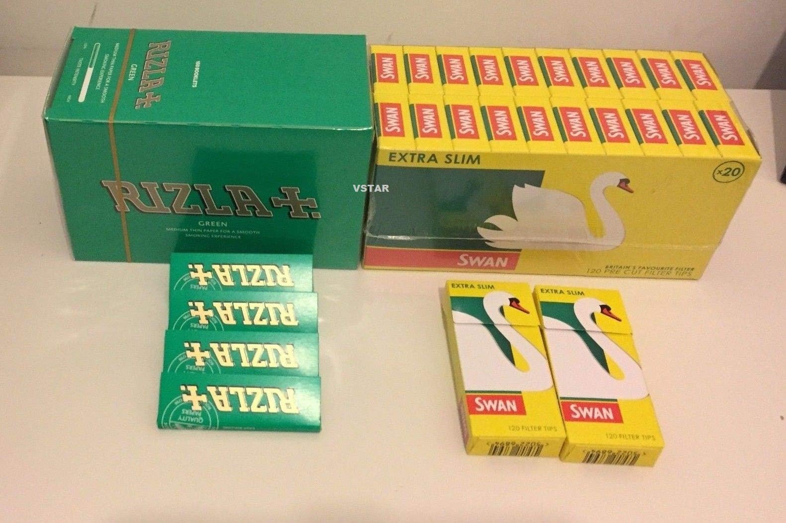 Rizla Green Rolling Papers and Swan Extra Slim Filters 600 by Rizla
