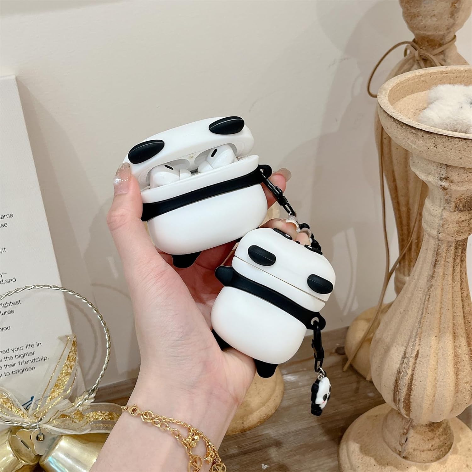 for Airpods Pro 3 Case Cute,Women Funny 3D Panda/Fish Cartoon Animation Design,Kawaii Silicone Soft Shell Earphone Protective Cover for Boys Girls (B) image 5
