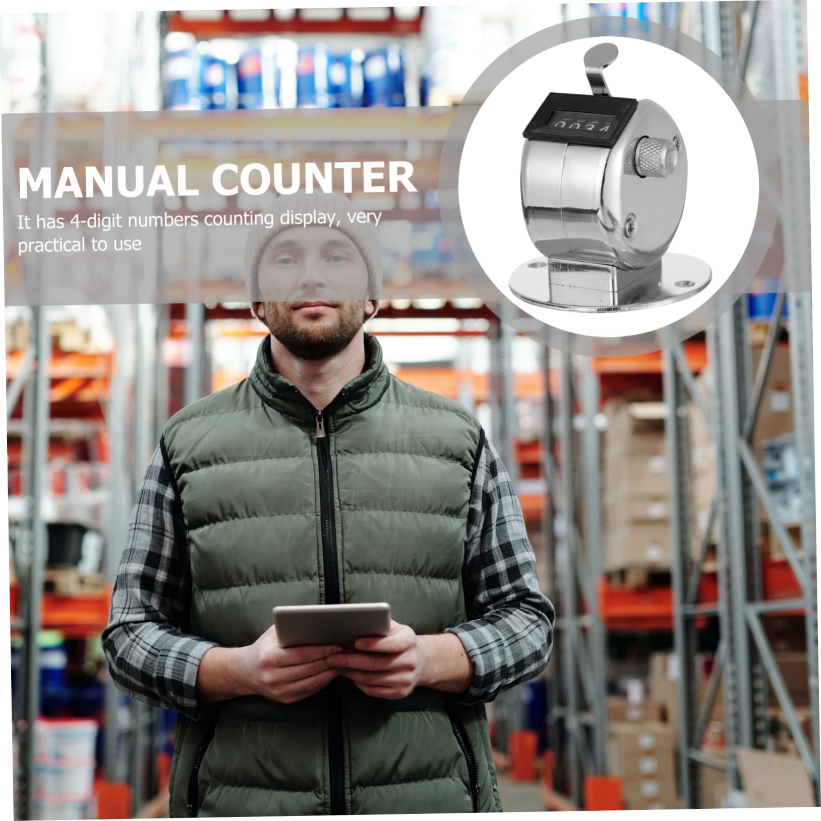 NAMOARLY Manual Counter Mechanical Tally Clicker Counting Device Large Round Base Sturdy Easy to Carry