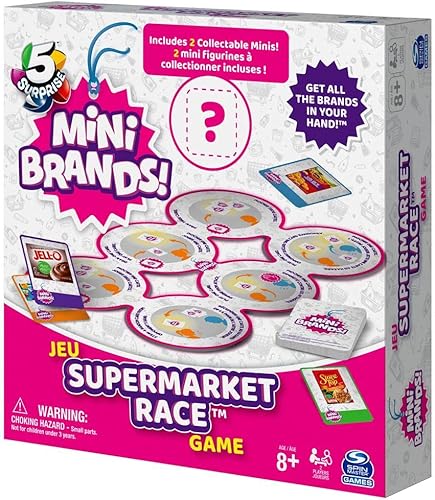 Miniatura 8 de Spin Master 6063724 Surprise Mini Brands Supermarket Race Juego de mesa de 5 piezas con 2 movers coleccionables