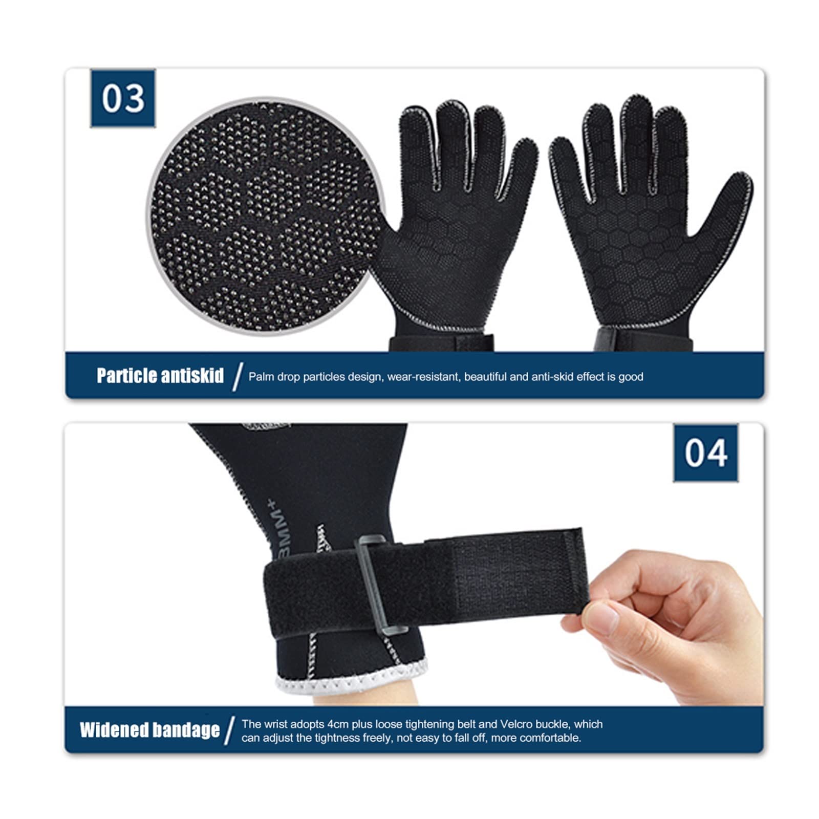 3mm/5mm neoprenowe rękawice do nurkowania utrzymuj ciepło z rurką wiosłowanie Surfing kajakarstwo łowiectwo podwodne narciarstwo sporty wodne CiepłE I Wygodne(5MM Diving Gloves 02,L)