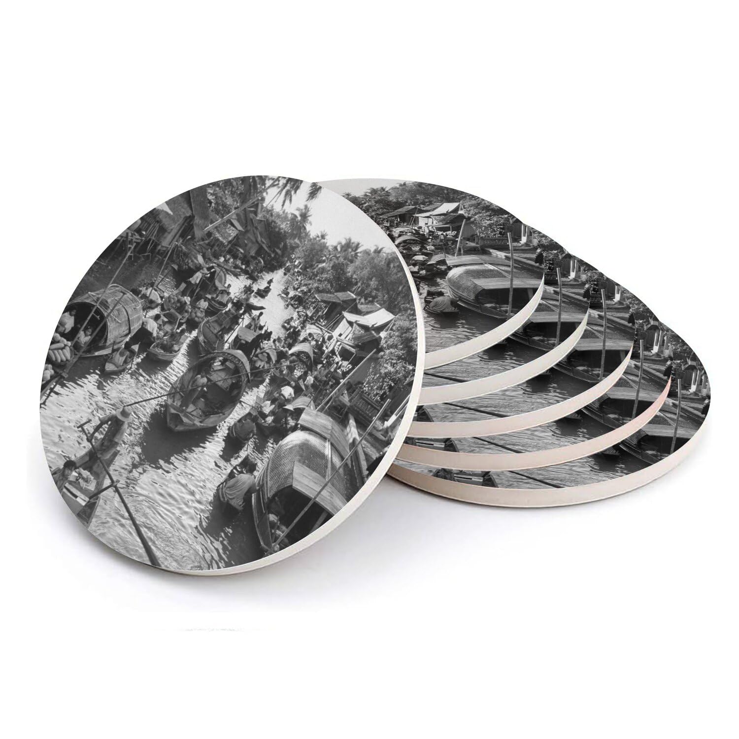 Sous-verres ronds en céramique pour apéritif vintage entre amis