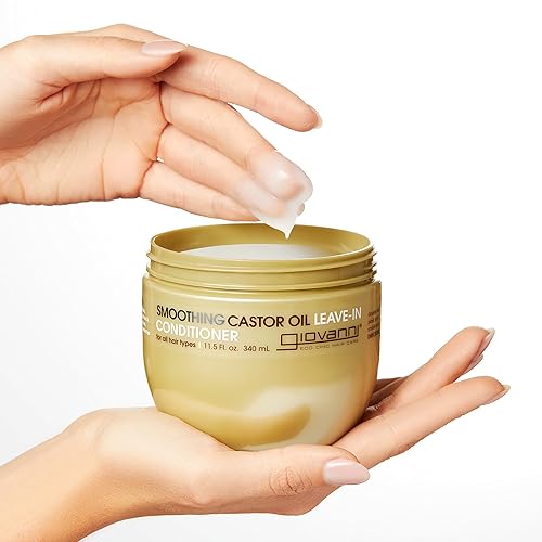 Miniatura 3 de GIOVANNI Acondicionador sin enjuague con aceite de ricino suavizante, todo tipo de cabello, hidrata el cabello y el cuero cabelludo, hidrata y