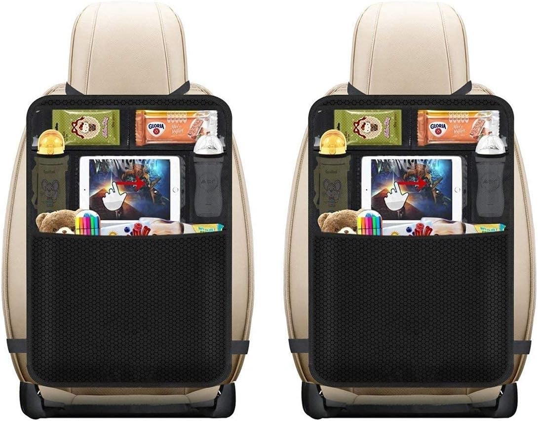 Back Seat Car Organizer 2 Pack, Upgraded Kick Mats Back Seat Protector