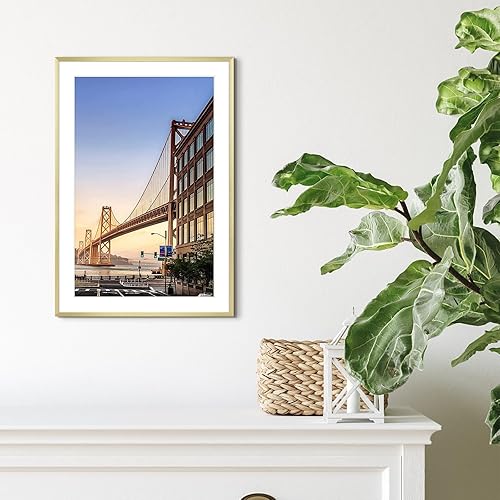 Vista 42 de Frametory - Marco de aluminio de 11 x 14 para fotos de 8 x 10 (en pulgadas), con paspartú marfil, de pared, con gancho de sierra, pestañas Bronce