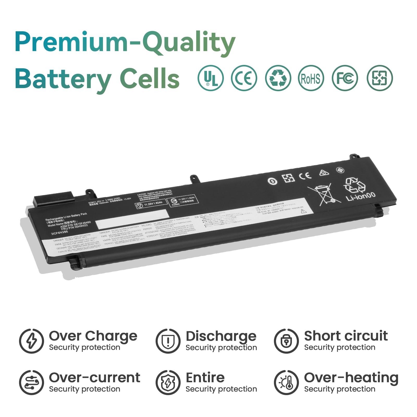 K KYUER 24Wh 00HW022 00HW023 Batterie pour Lenovo ThinkPad T460S T470S 20FA 20F9 20HF 20HG 20JT 20F9003SGE 20FA003GGE 20F90042GE 20FA0046PB 20HGS00V00 20HF004UGE 00HW036 SB10F46460 SB10F46461 Battery