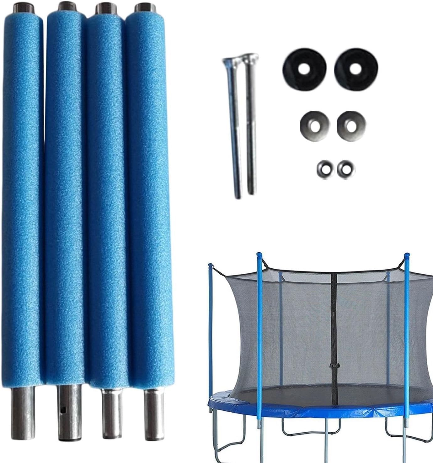 Trampoline Poles Replacement, Trampoline Replacement Enclosure Poles, Trampoline Net Poles with Foam Sleeve, Anti-Collision Universal Trampoline Replacement Parts(196cm)