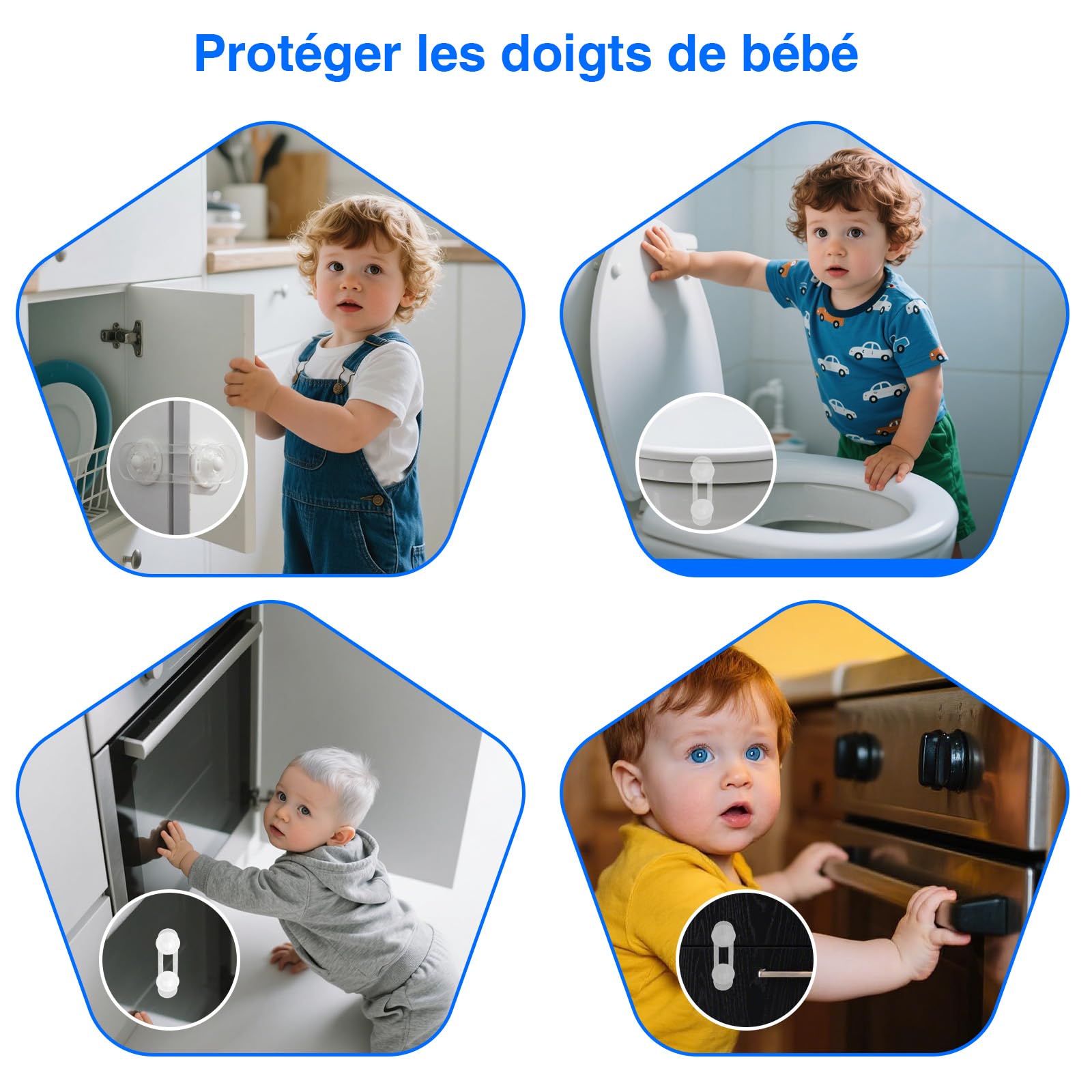 10 pièces Verrouillage Sécurité Enfants – Sangle Réglable (11 cm) avec Adhésif 3M, Sans Perçage, Sans Outil, Pour Réfrigérateur & Lave-Linge – Protection Bébé Autoadhésive