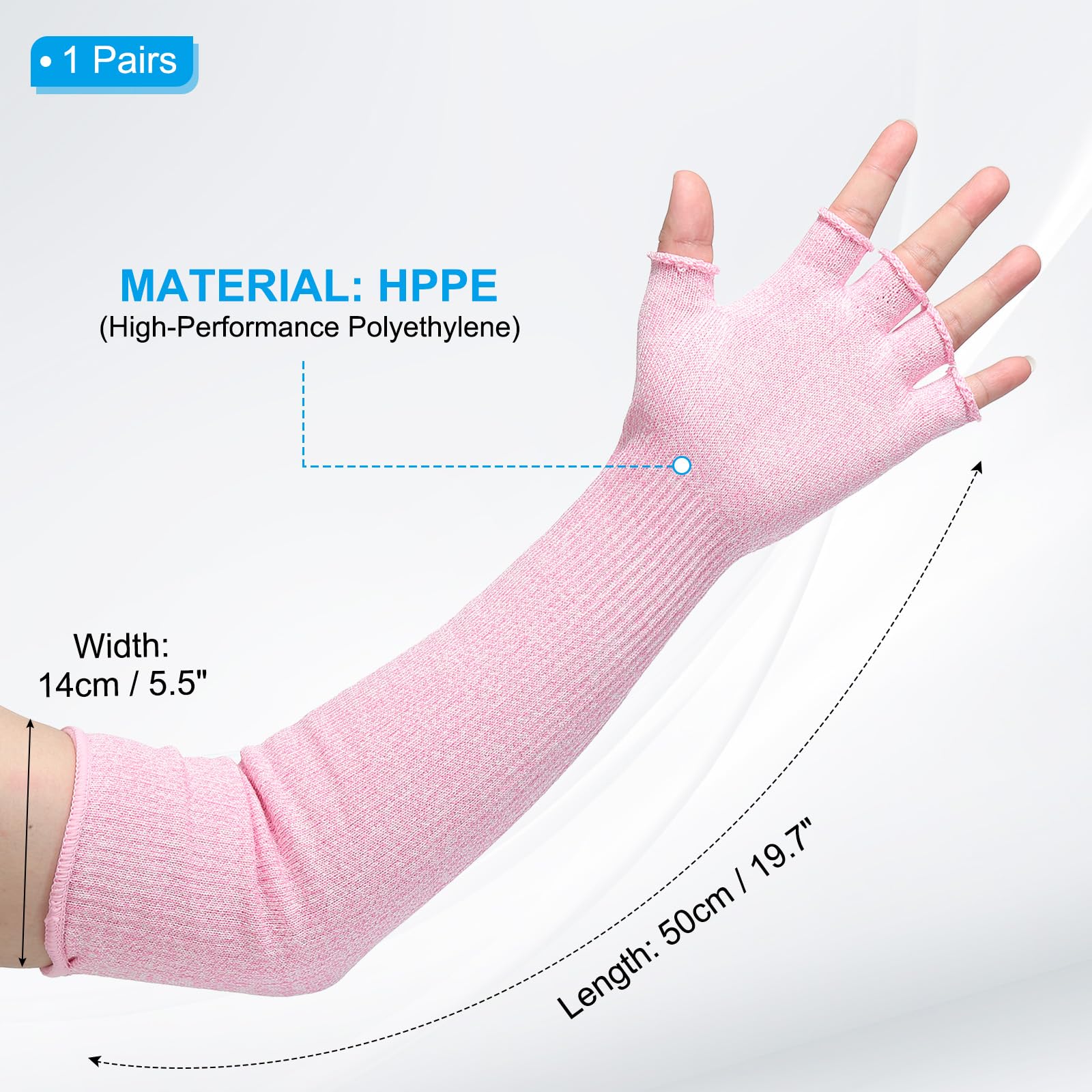 PATIKIL 20 Inch Cut Resistant Sleeves with Finger Grips - Image 2