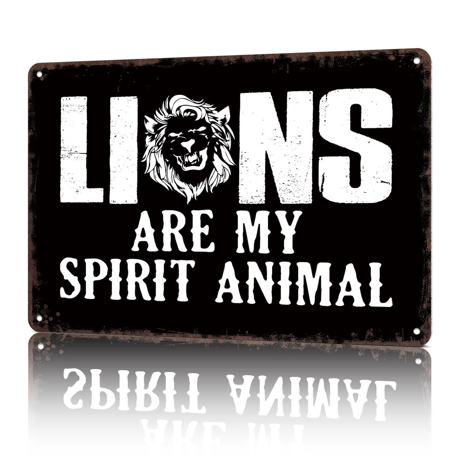 KWQDOZF Vintage Metal Signs Lion Love Joke Spirit Mane Funny Tin Sign Poster Wall Art For Home Room Bedroom Office Decor 8x12inch