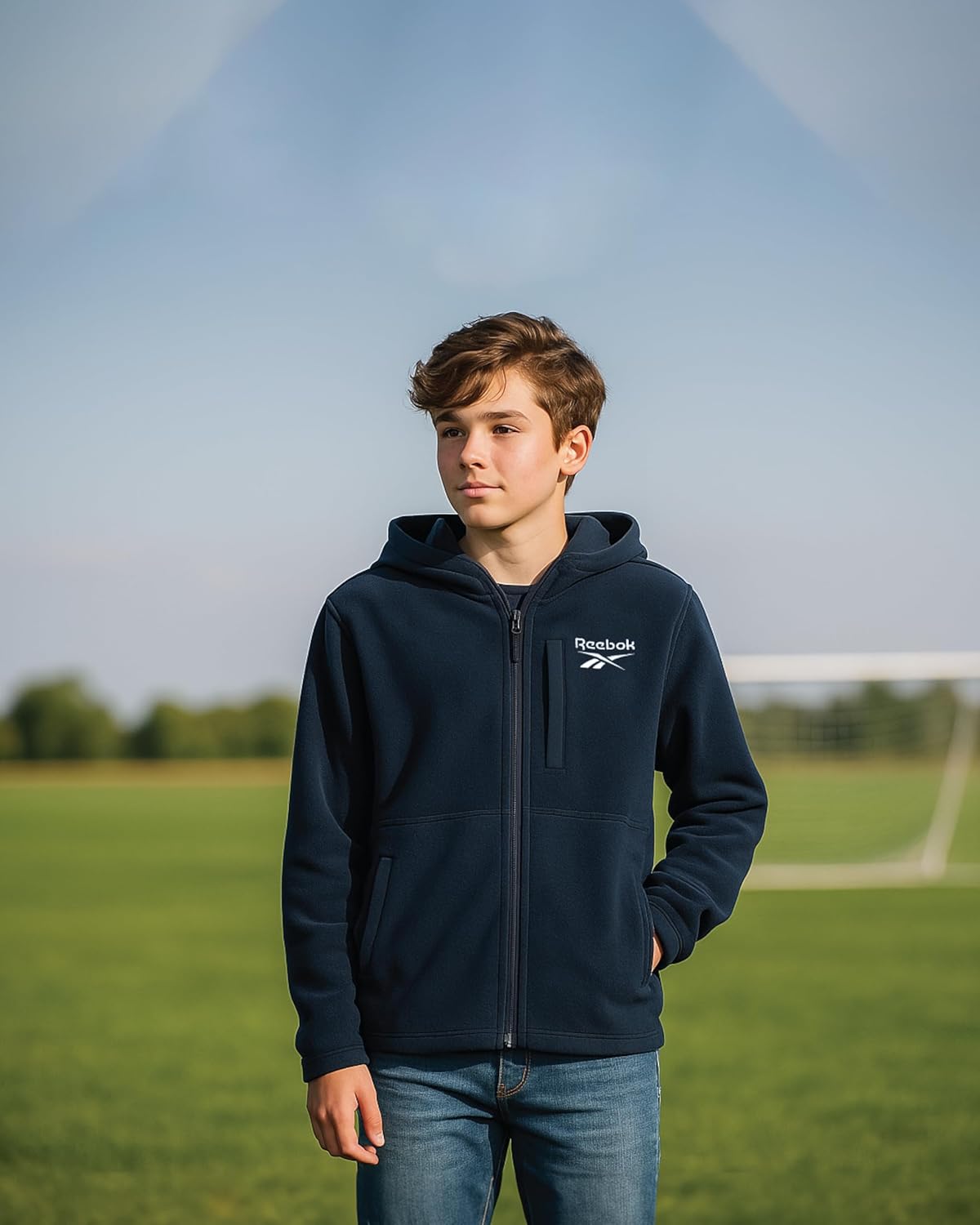 Reebok Boys Fleece Jacket - Weather Resistant Polar Fleece Lined Full Zip Boys Winter Coat - Cozy Hooded Kids Winter Jacket - Image 2