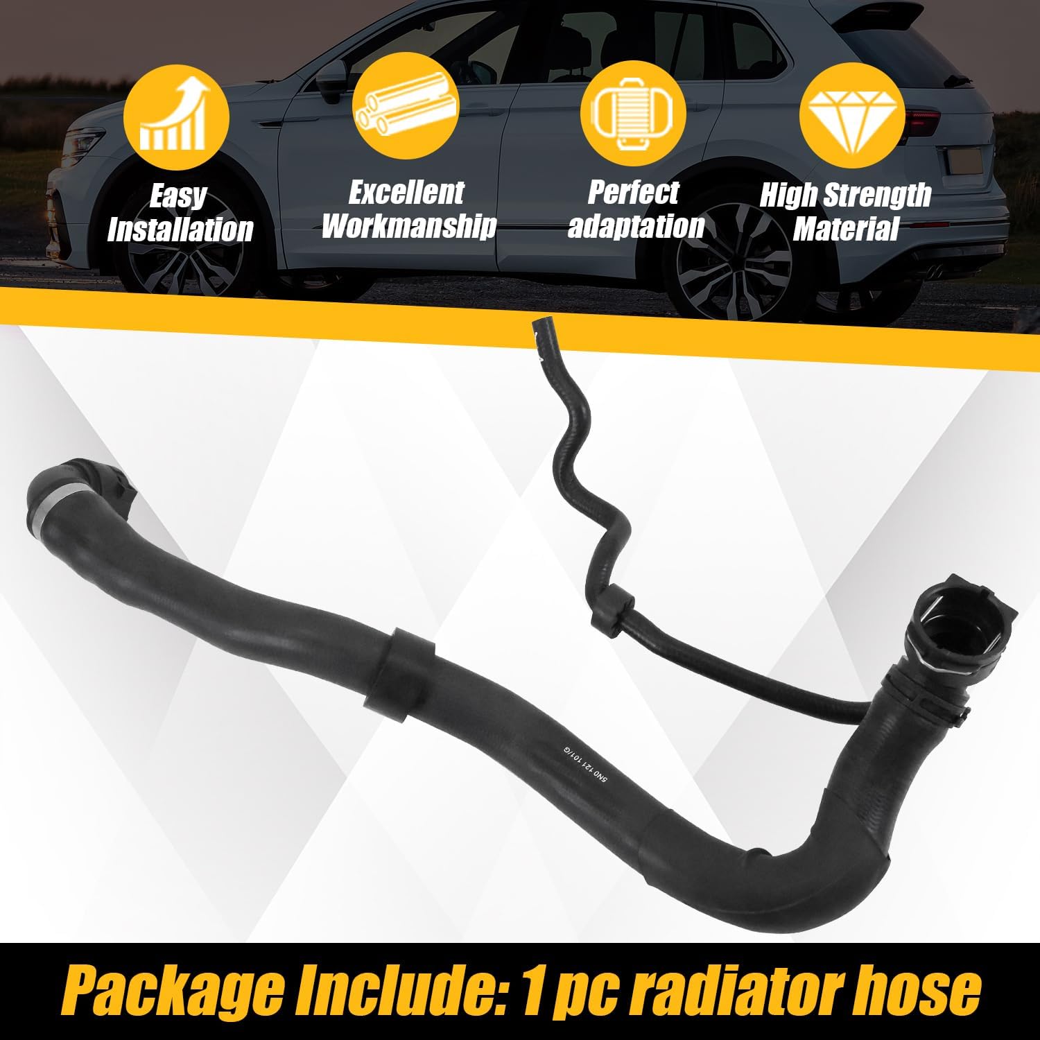 Upper Radiator Hose 5N0121101G Compatible with Volkswagen Tiguan 2.0L 2009-2018 Coolant Pipe