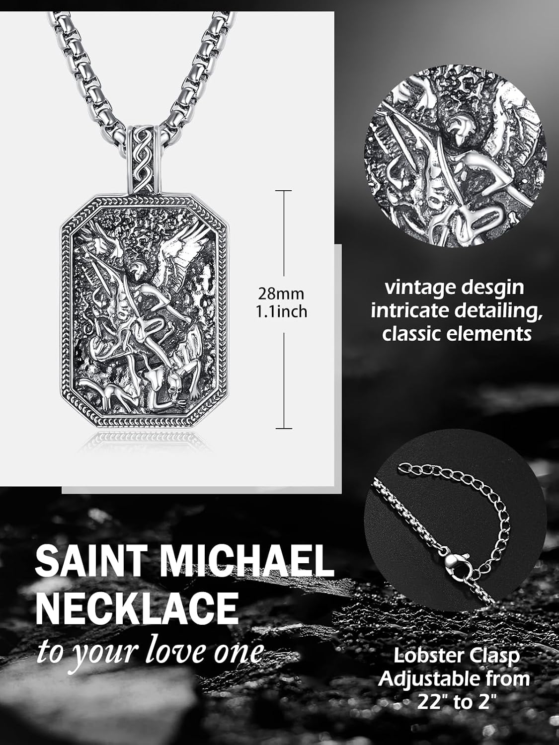 925 Sterling Silver St Michael Necklace for Men - The Archangel Medal Protection Jewelry Gift
