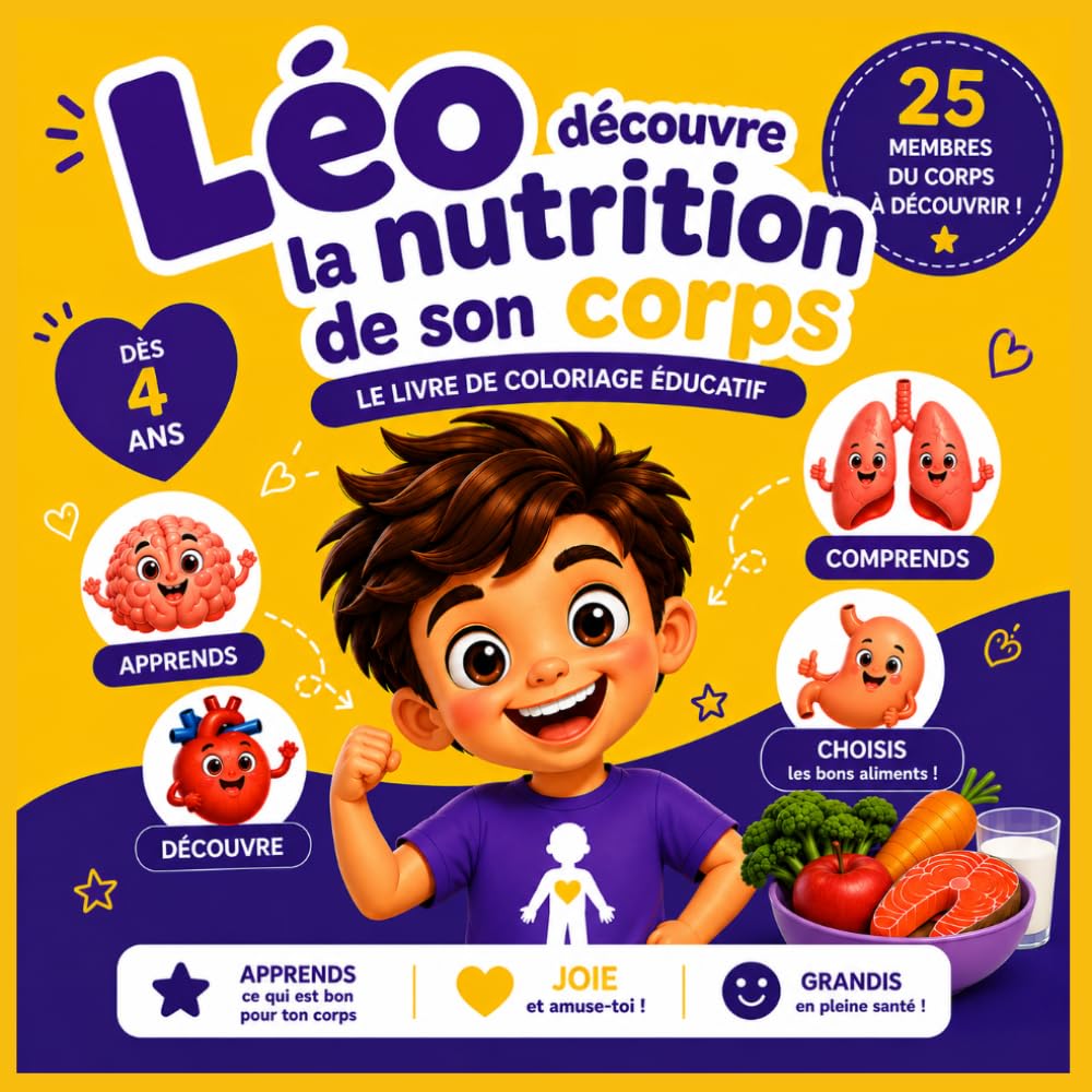 Léo découvre la nutrition de son corps: coloriage & activités – dès 4 ans (Les aventures de Léo)