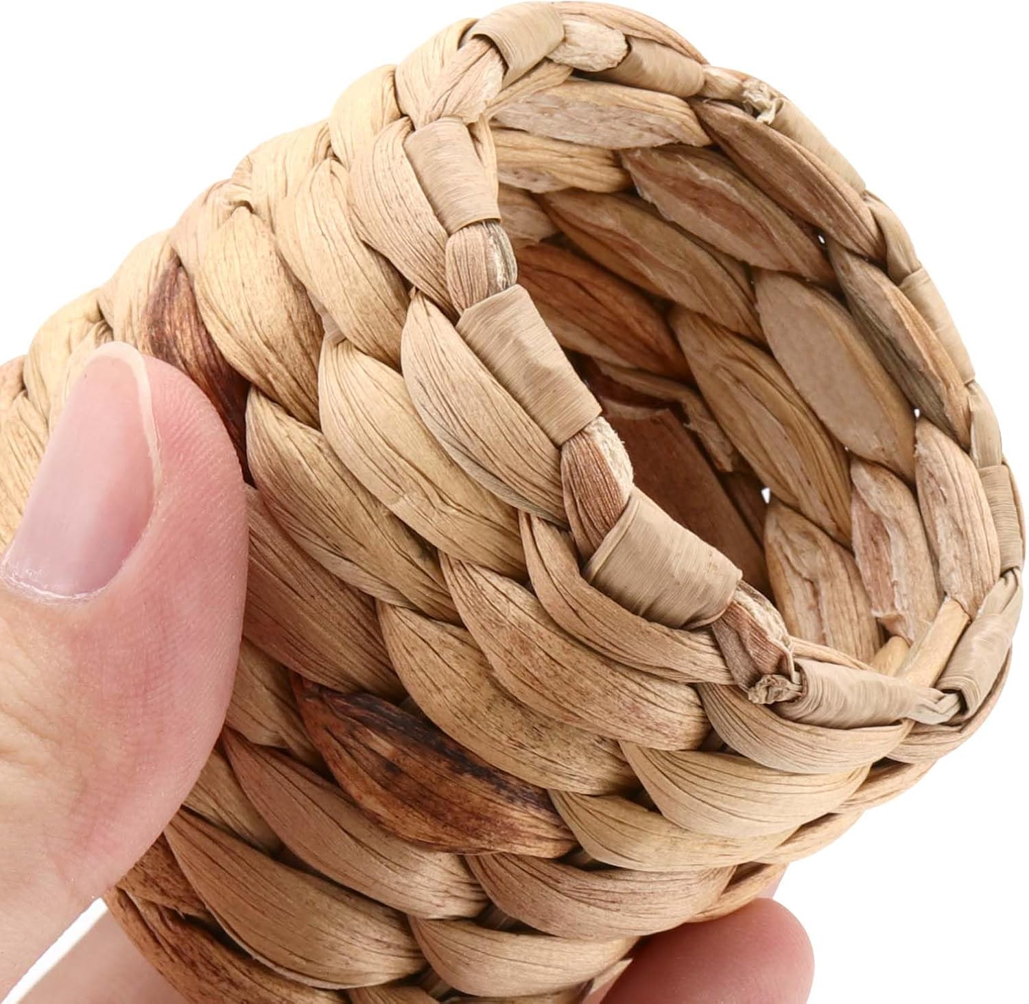 JAPCHET Set of 25 Round Woven Napkin Ring, 1.96x1.96 inch Water Hyacinth Farmhouse Rattan Napkin Rings, Handmade Braided Nature Napkin Rings for Party, Wedding