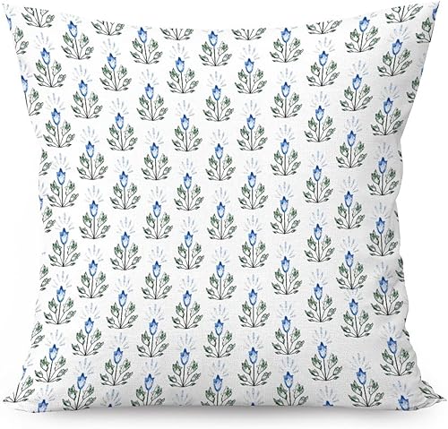 Miniatura 6 de Funda de cojín de lino blanco con diseño botánico floral de Nymphaea Lotus Farmhouse de 16 x 16 pulgadas (84zcvl81kfoc)