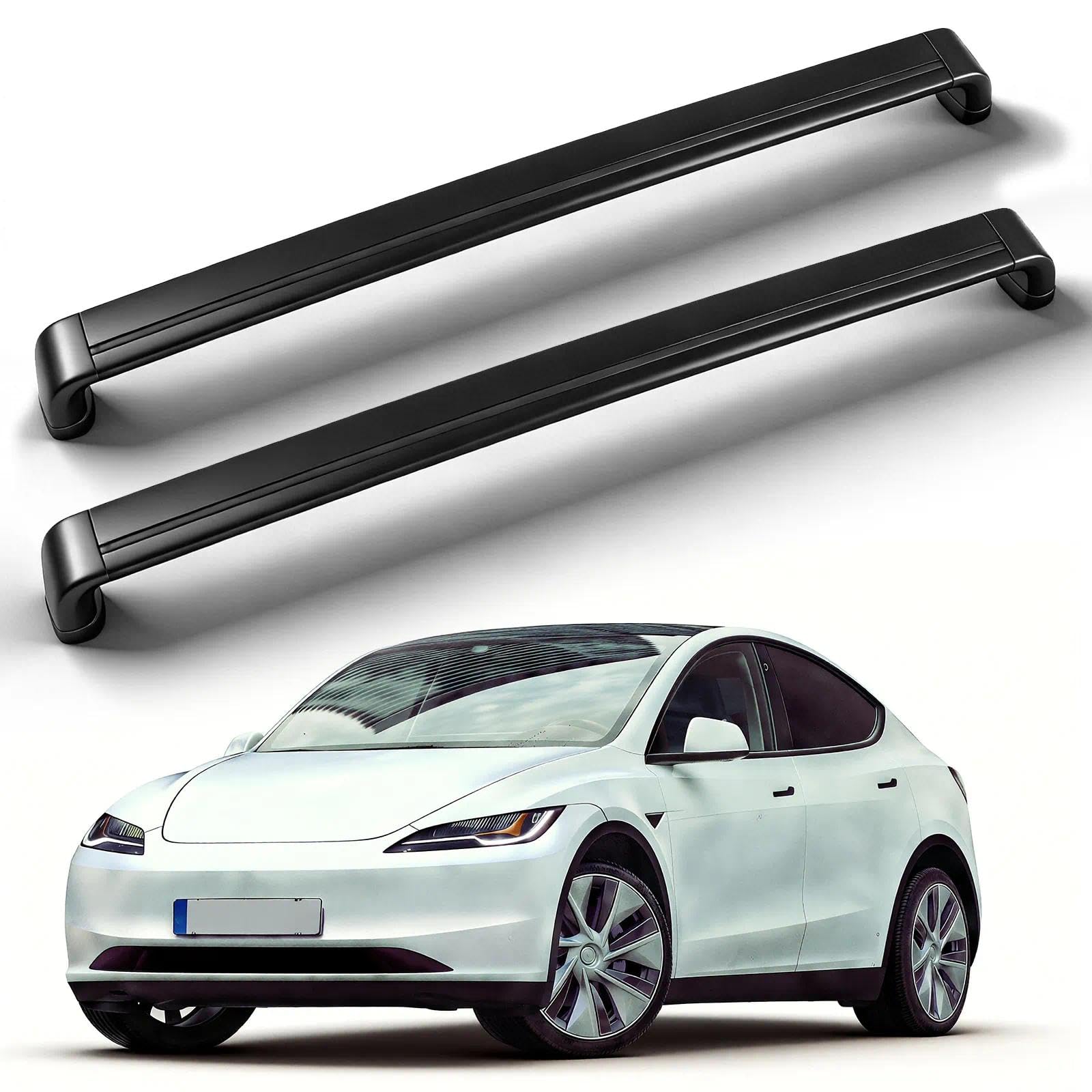 MIKKUPPA Premium Barras de Techo Transversales compatibles con Tesla Model Y 2020-2023 | Aluminio 6063 & PA6+30GF | para portaequipajes y portabicis
