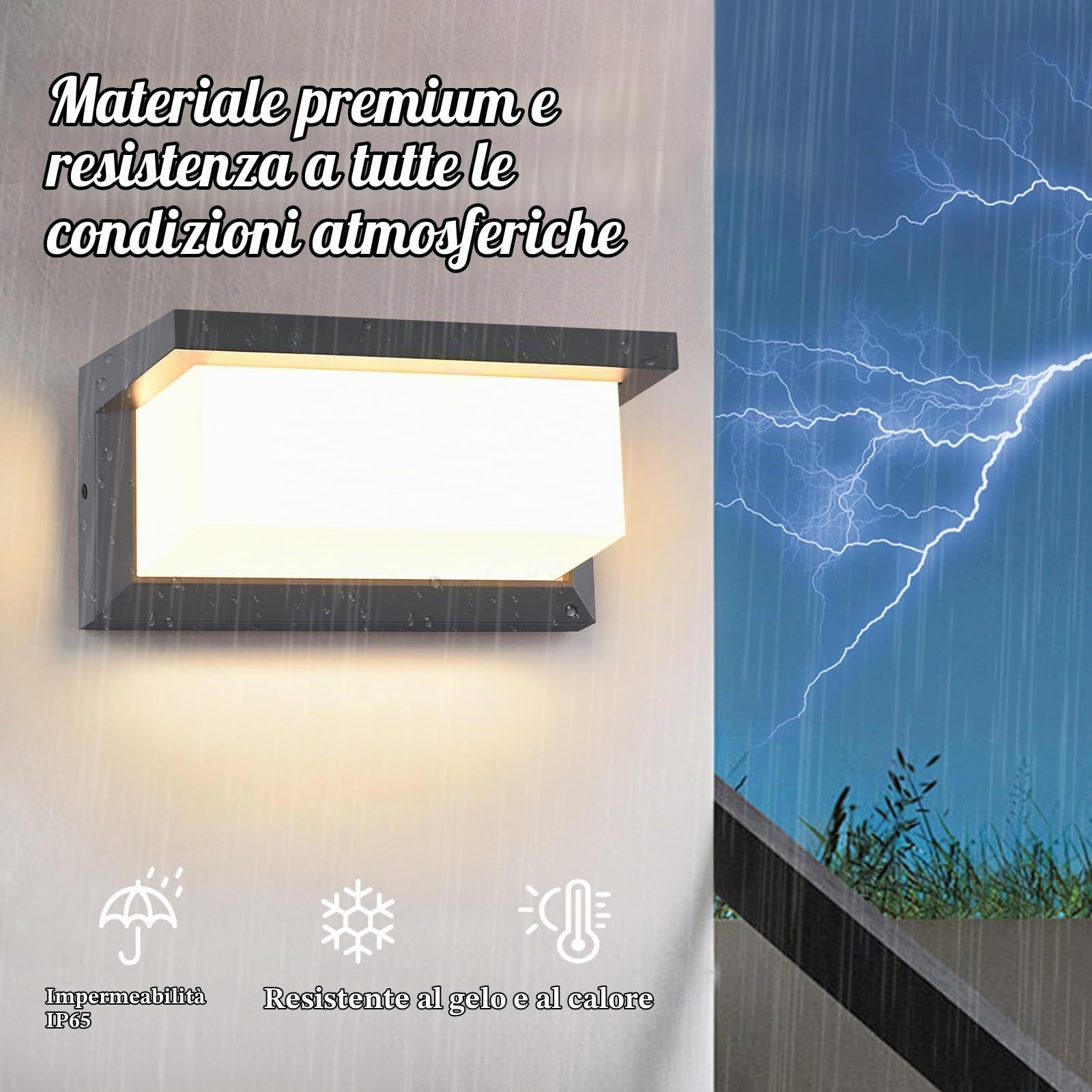 YindaLux Lampada da esterno con sensore di movimento, lampada da parete a LED da 18 W, con telecomando, IP65, impermeabile, moderna, per interni ed esterni, 3000-6500 K, dimmerabile, per giardino