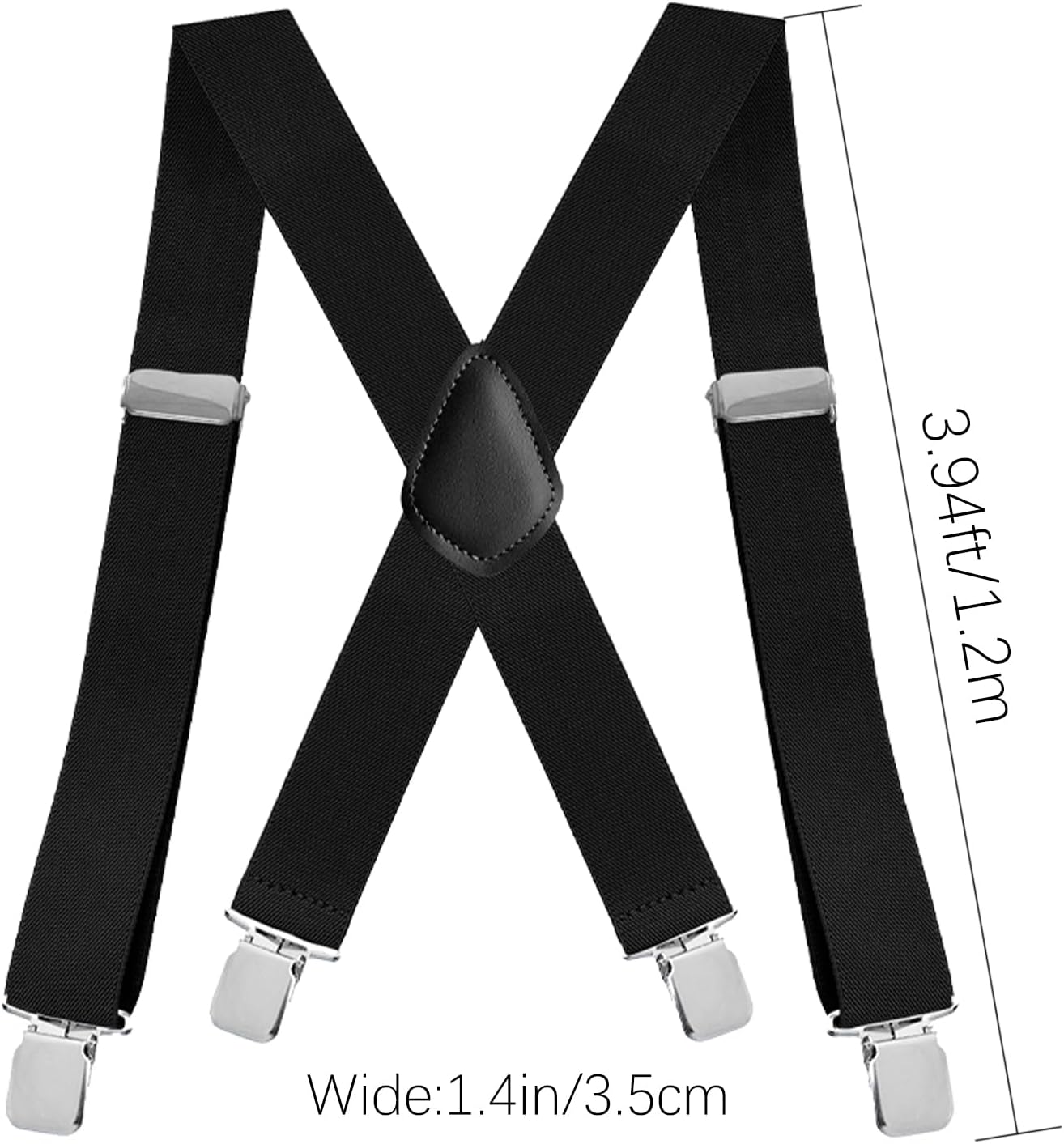 Heavy Duty Mens Suspenders,2PCS 1.4-inch Wide X-Shaped Sturdy Clips Adjustable Suspenders For Men - Image 2