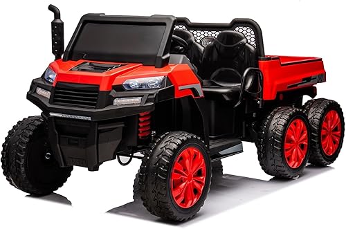 Camión volquete eléctrico de 24 V y 2 plazas, auto de paseo lado a lado con control remoto para niños y niñas, juguete con cama volquete, camión