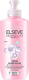 Elseve Glycolic Gloss, Creme de Pentear Super Gloss, Tratamento com Ácido Glicólico para Brilho Intenso, Sela Cutículas, Controla o Frizz, com Proteção Térmica e UV, 250ml