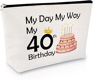 40th Birthday Gift for Women Makeup Bag Funny Happy Birthday Gift for Mom Aunt Cosmetic Bag 40 Year Old Birthday Gift for Wife Friend Coworker Mothers Day Christmas Gift Travel Cosmetic Pouch