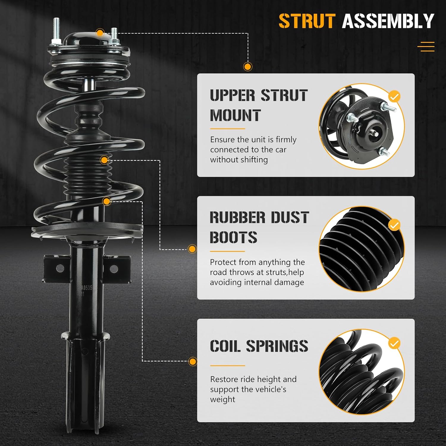 Front Struts Shock Absorber Sway Bar Links Kit for Buick Enclave 3.6L 2008-2012, for Chevrolet Traverse 09-12, for Gmc Acadia 07-12, for Saturn Outlook 07-10, Replace 172518 ES800286 K750155, 6PCS