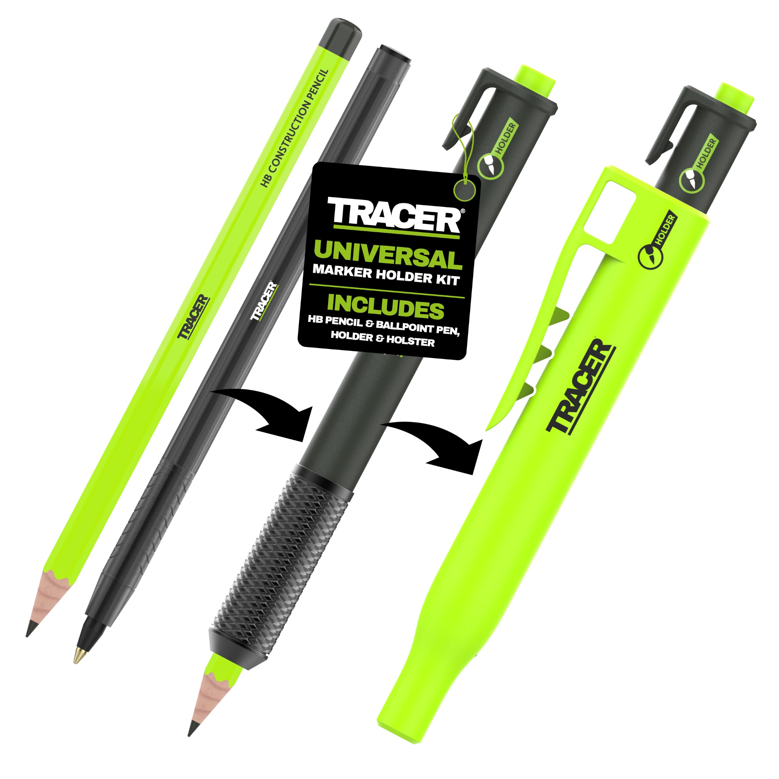 Tracer Pen & Pencil Holder Kit - Marker Holster, Ballpoint Pen, HB Pencil