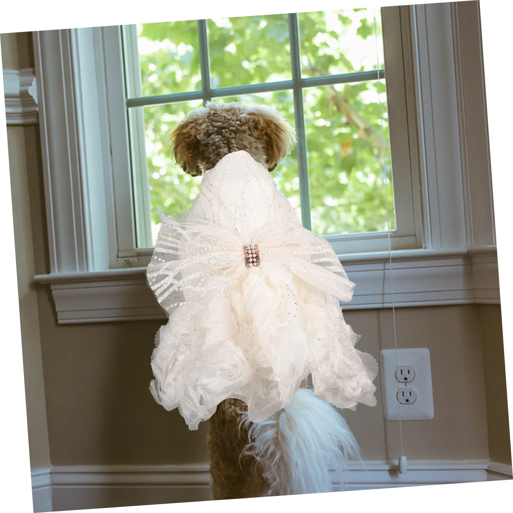BESPORTBLE 3pezzi Abito Da Sposa Per Cani Con Gonna Tutù Elegante e Romantico Costume Da Matrimonio Per Cuccioli Abbigliamento Per Animali Domestici Stile Classico e Confortevole Per