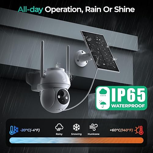 Miniatura 5 de Cámaras de seguridad solares inalámbricas para exteriores 2K 360 View Cámaras alimentadas por batería para sistema de cámaras de seguridad para el