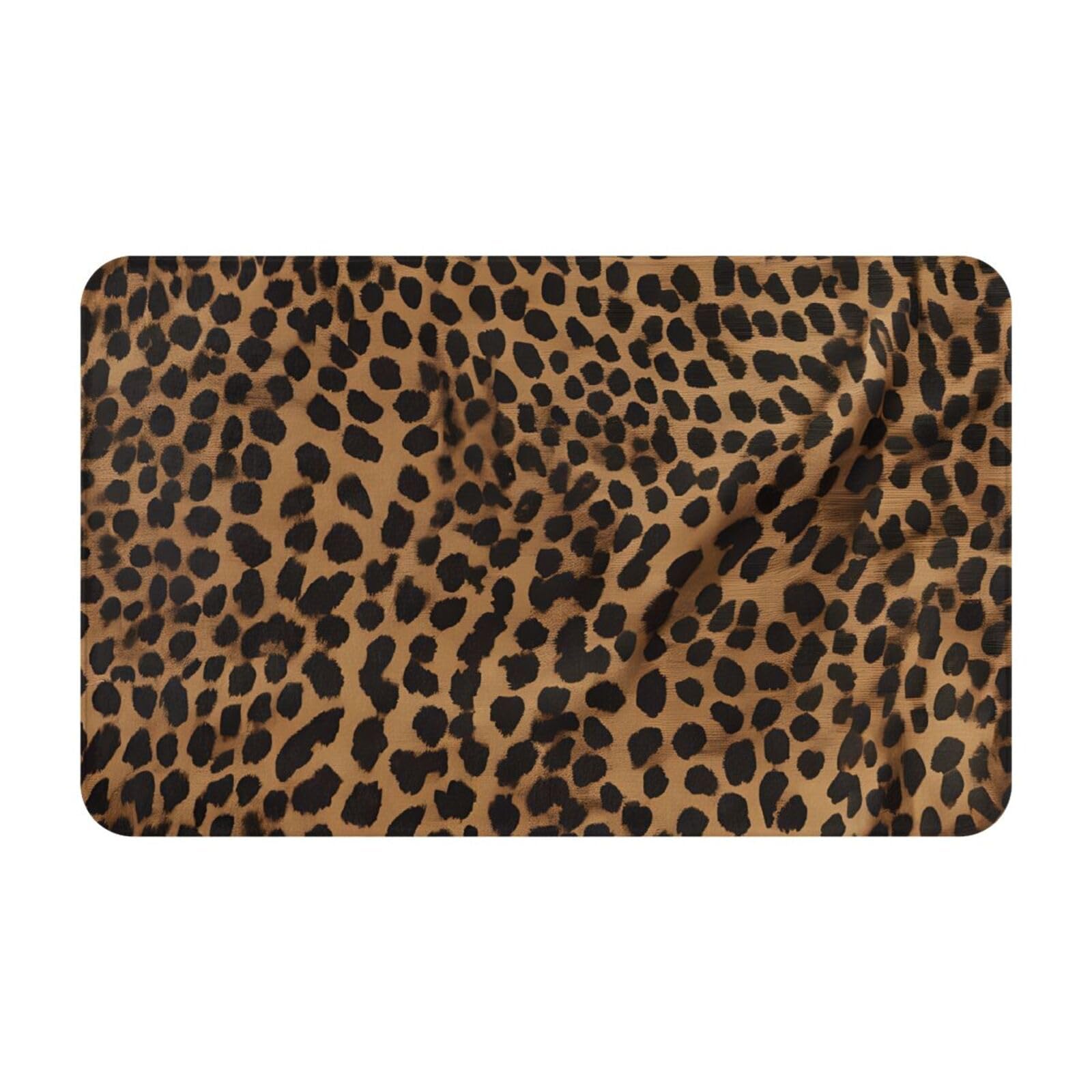 Leopard Print Print Living Room Bathroom Kitchen Anti Slip and Absorbent Carpet, Indoor Entrance Door Muddy Floor Mat, Ultra Soft Washable Carpet 21x31.5 Inches