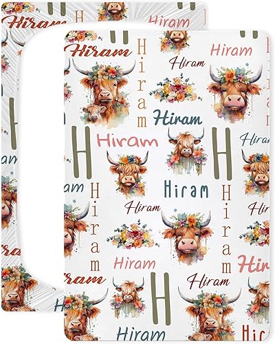 Miniatura 3 de Sábanas personalizadas para paquete y juego con nombre del monograma, sábanas bajeras personalizadas para colchón de vaca, vaca, vaca, de las