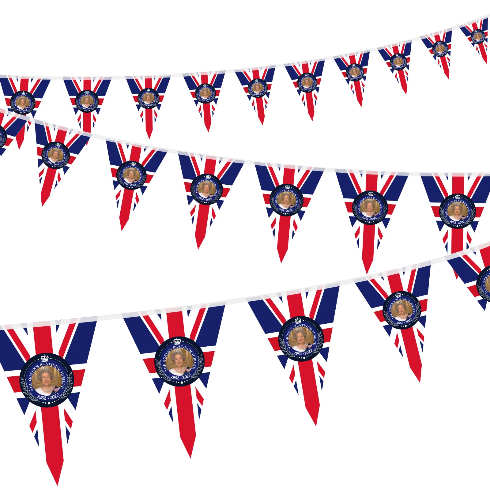 Buy Queen Platinum Jubilee Decorations 2022, 20 Pennants Fade Resistant