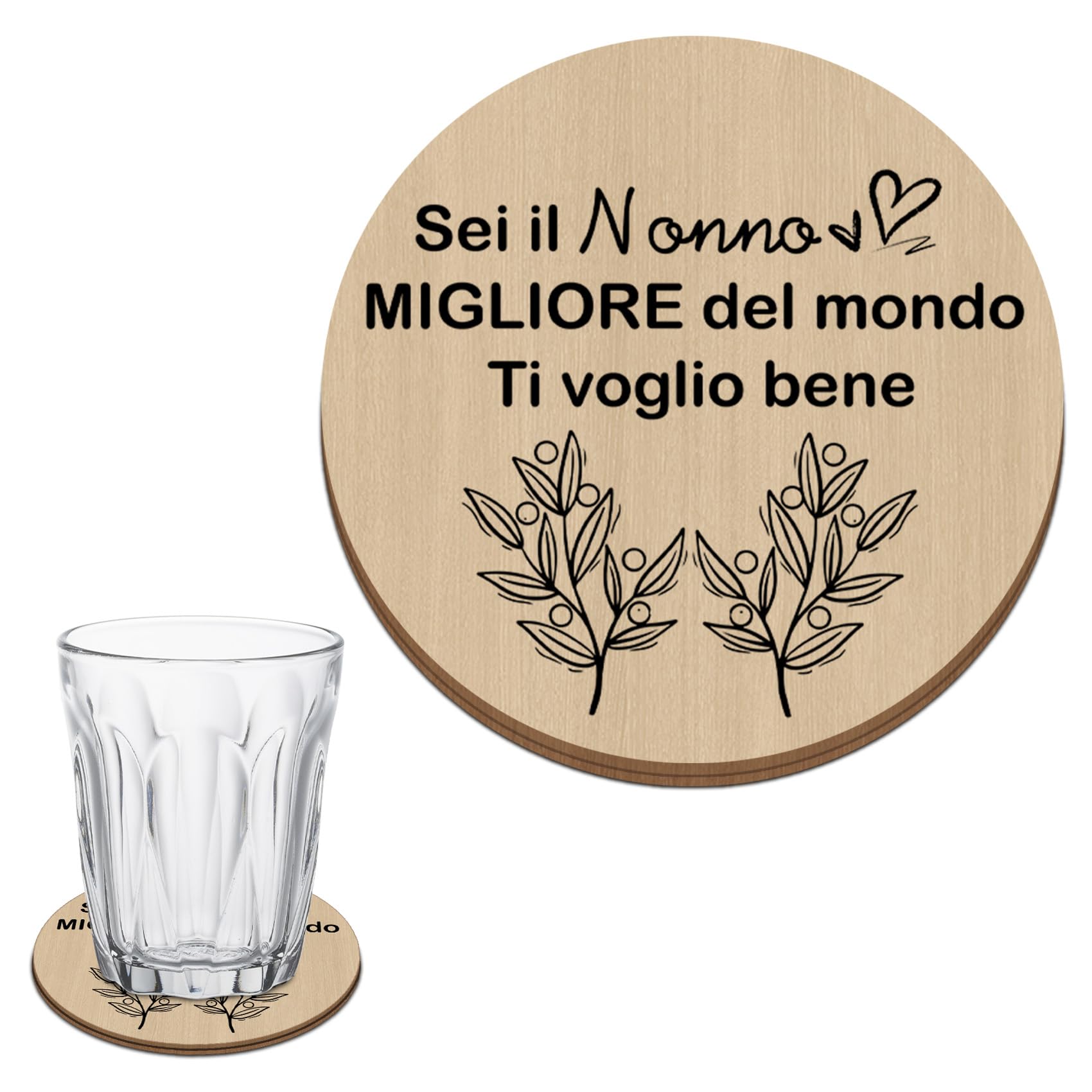 Regalo Nonno Natale,Sottobicchieri Legno,Regalo Nonno Compleanno,Regalo per Nonno,Regalo per Nonni,Regalo per I Nonni Dai Nipoti,Idee Regalo per Nonni