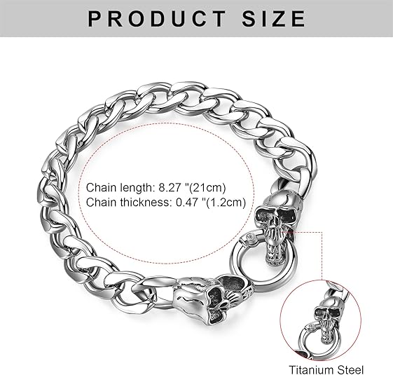 Bracciale da uomo con catena a testa di leone Steampunk, manici a catena a maglie per moto da 18 mm per uomo, gioielli da uomo in acciaio inossidabile massiccio massiccio – acquista