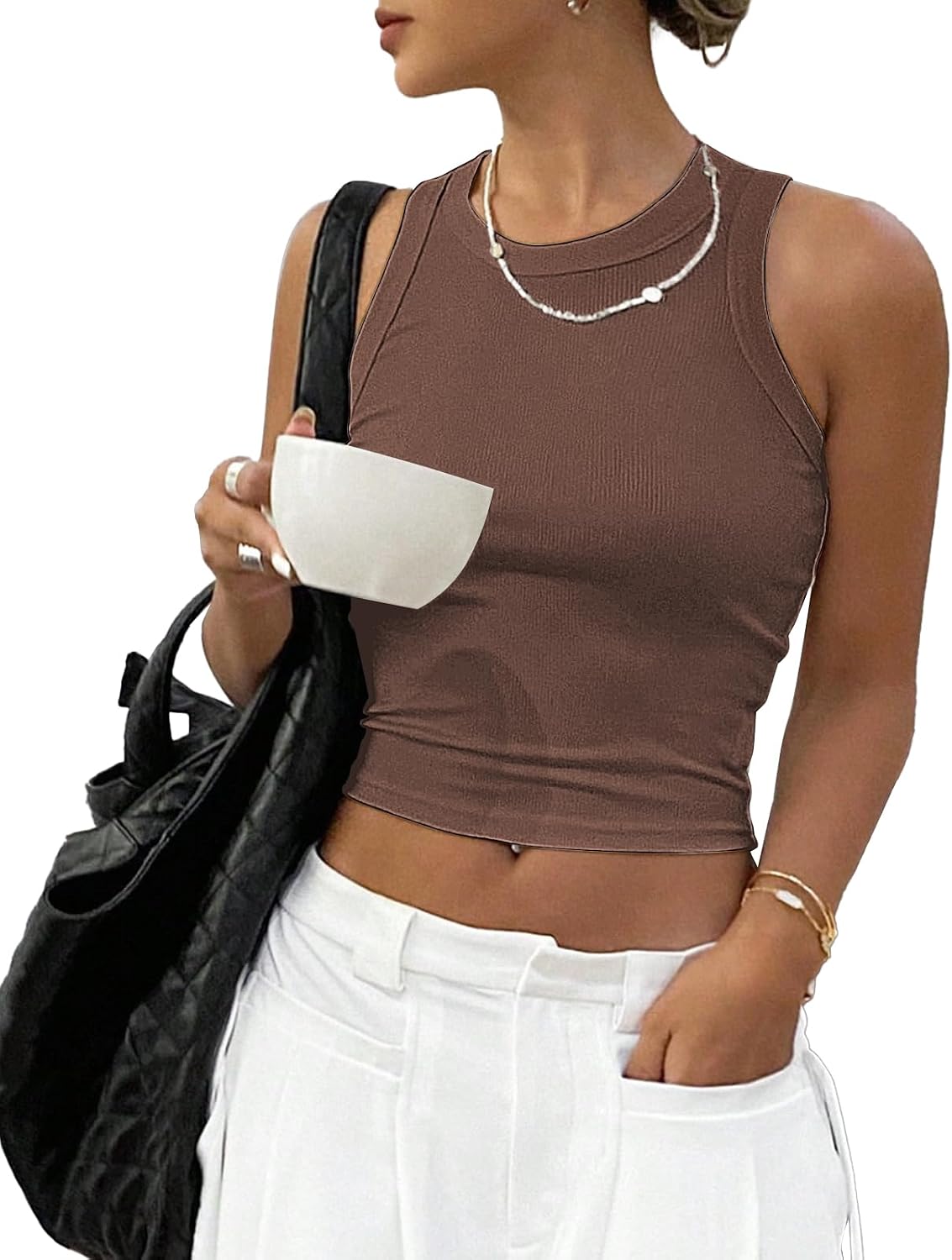 RIROW Womens Ribbed Fitted Cropped Tank Tops XS-XL 2026 New
