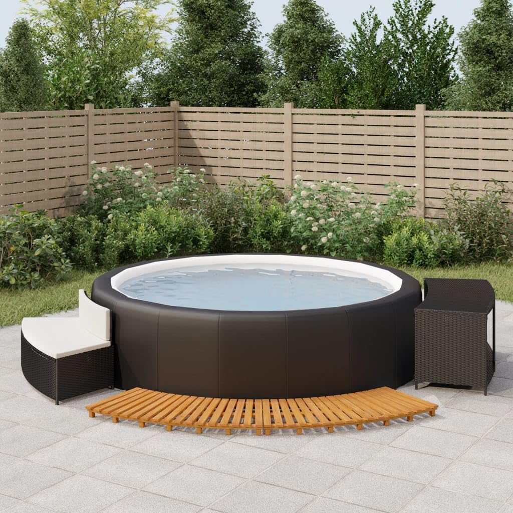 INLIFE Ribete para bañera de hidromasaje de polirratán y madera maciza de acacia, 24,6 kg, 362259