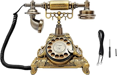 Miniatura 9 de Vintage European Rotary Dial Landline Phone, Classic Corded Desk Telephone with Mechanical Ringer OnOff & Redial, Retro Antique Design, Perfect Home