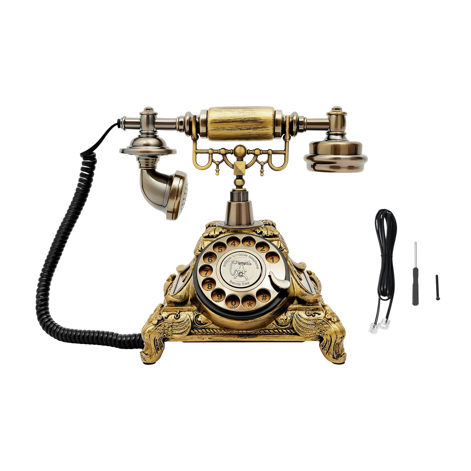 Telefono Retro in Stile Europeo, Telefono Fisso Vintage, Bronzo