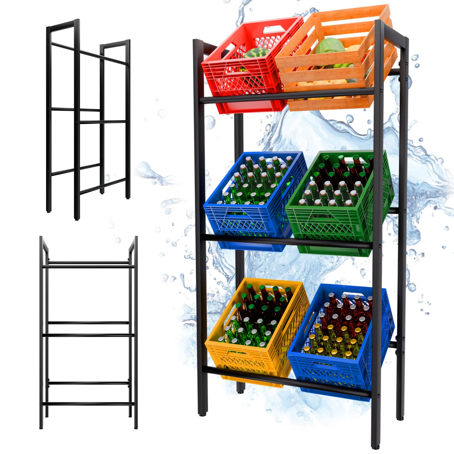 Tronitechnik® Getränkekistenregal GK04, 6 Kisten, Schwarz, 71x32x140 cm