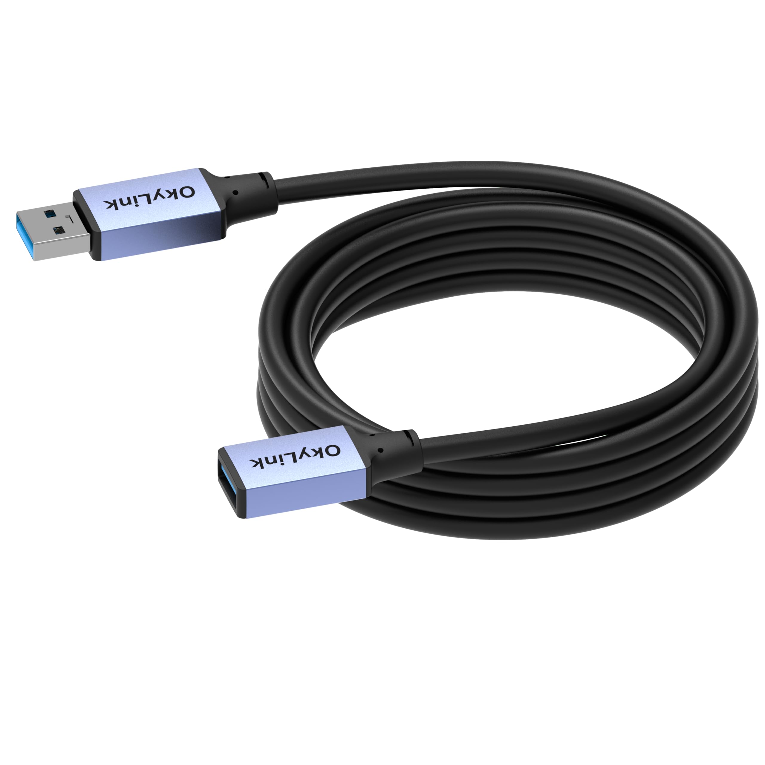 OkyLink USB 3.0/3.2 Gen 1 Verlängerungskabel USB-A auf USB-A, Stecker auf Buchse, 5Gbps, 3m | 3 m, mit Aluminiumgehäuse, Plug-and-Play, für Festplatte, SSD, Drucker, PC