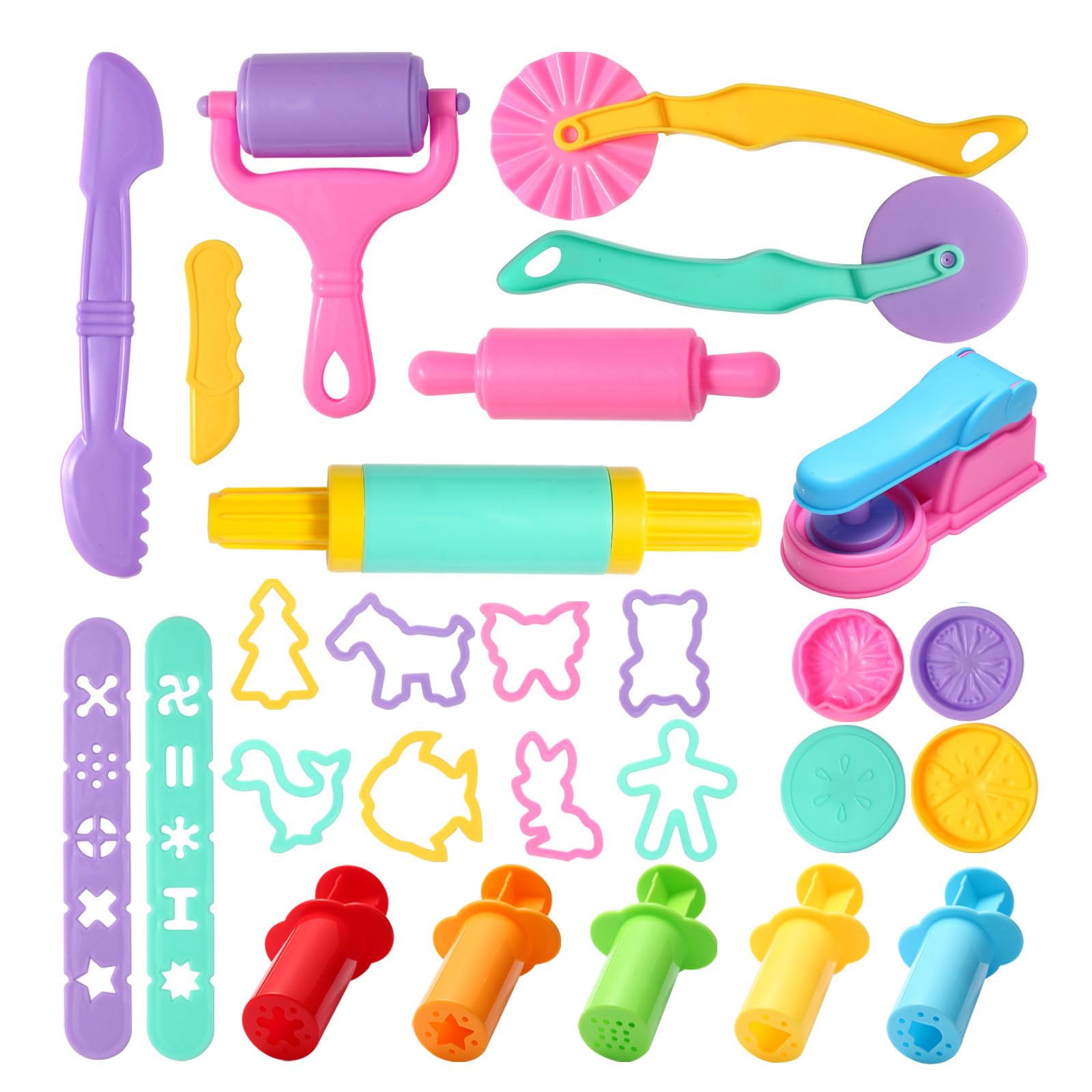 CEMIRK Playdough Set, 27 Pcs Play Dough Tools & Accessories for Kids, Dough Cutters, Rolling Pins, Extruders & Molds, Safe & Durable Clay Toys for Preschool Learning, Arts & Crafts Gift for Toddlers