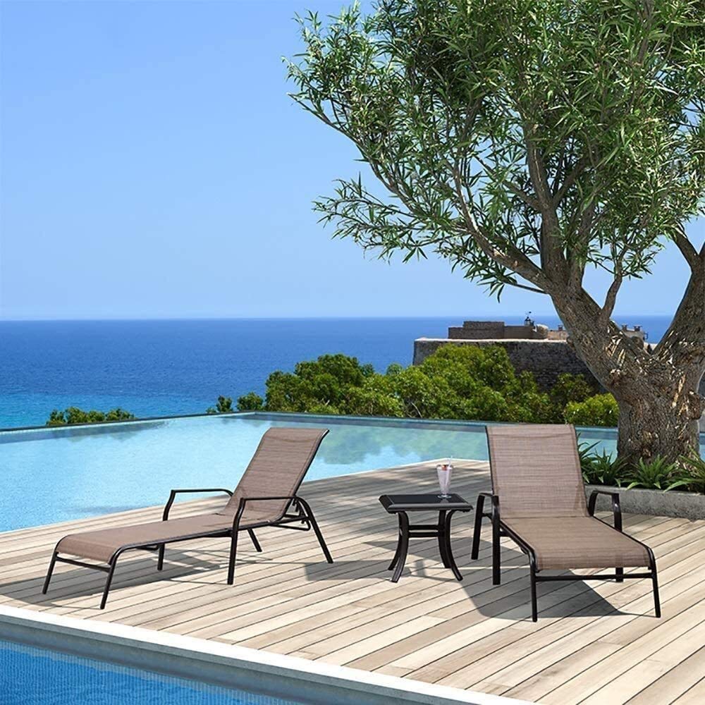 Lettino Pieghevole OVLRIJP | Sdraio Da Giardino Regolabile 6 Posizioni, Con Tasca - Nero, Per Balcone, Spiaggia, Campeggio - Foto 12