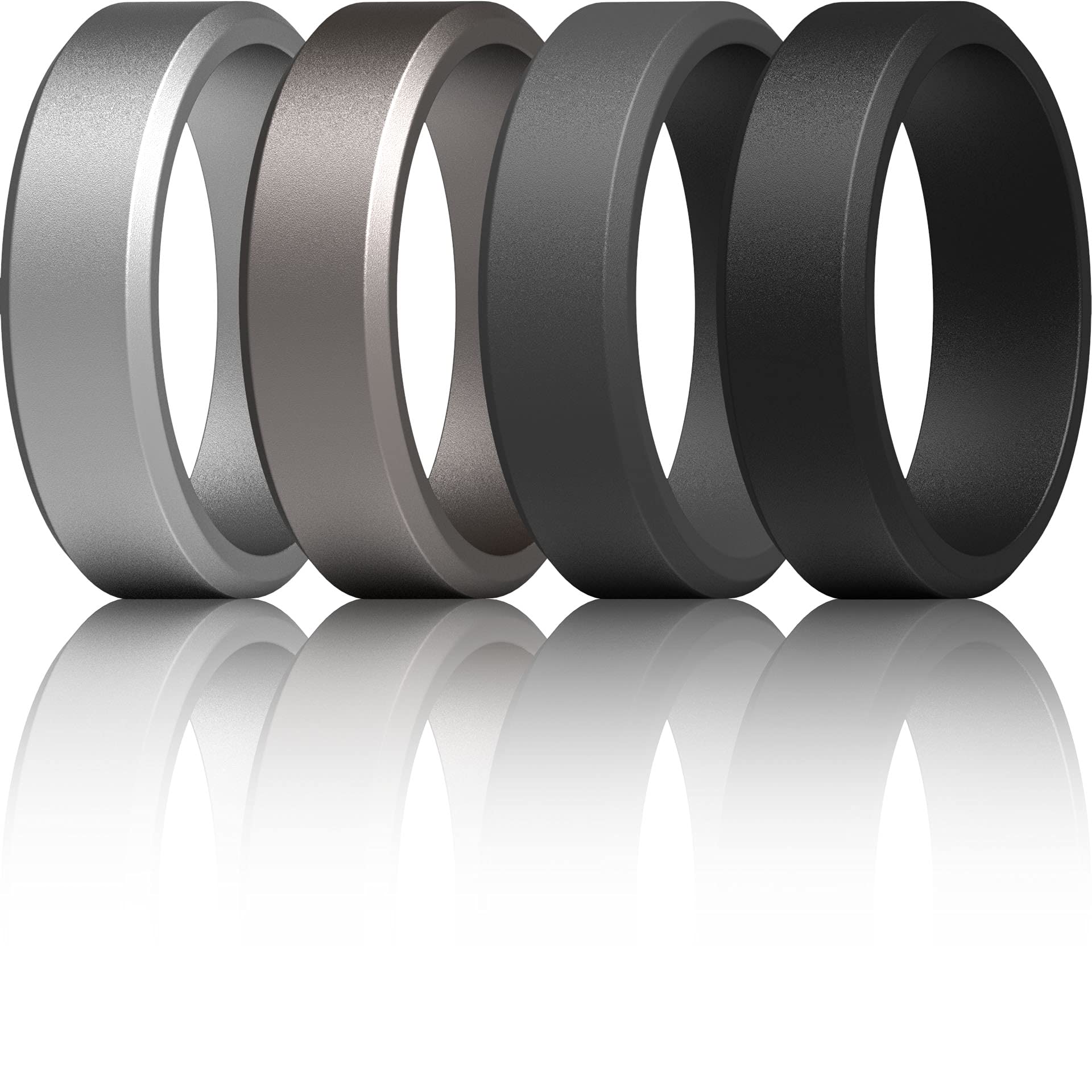 ThunderFit Silicone Wedding Rings Unisex, Beveled Rubber Engagement Bands - 1/4/7 Variety Multipack