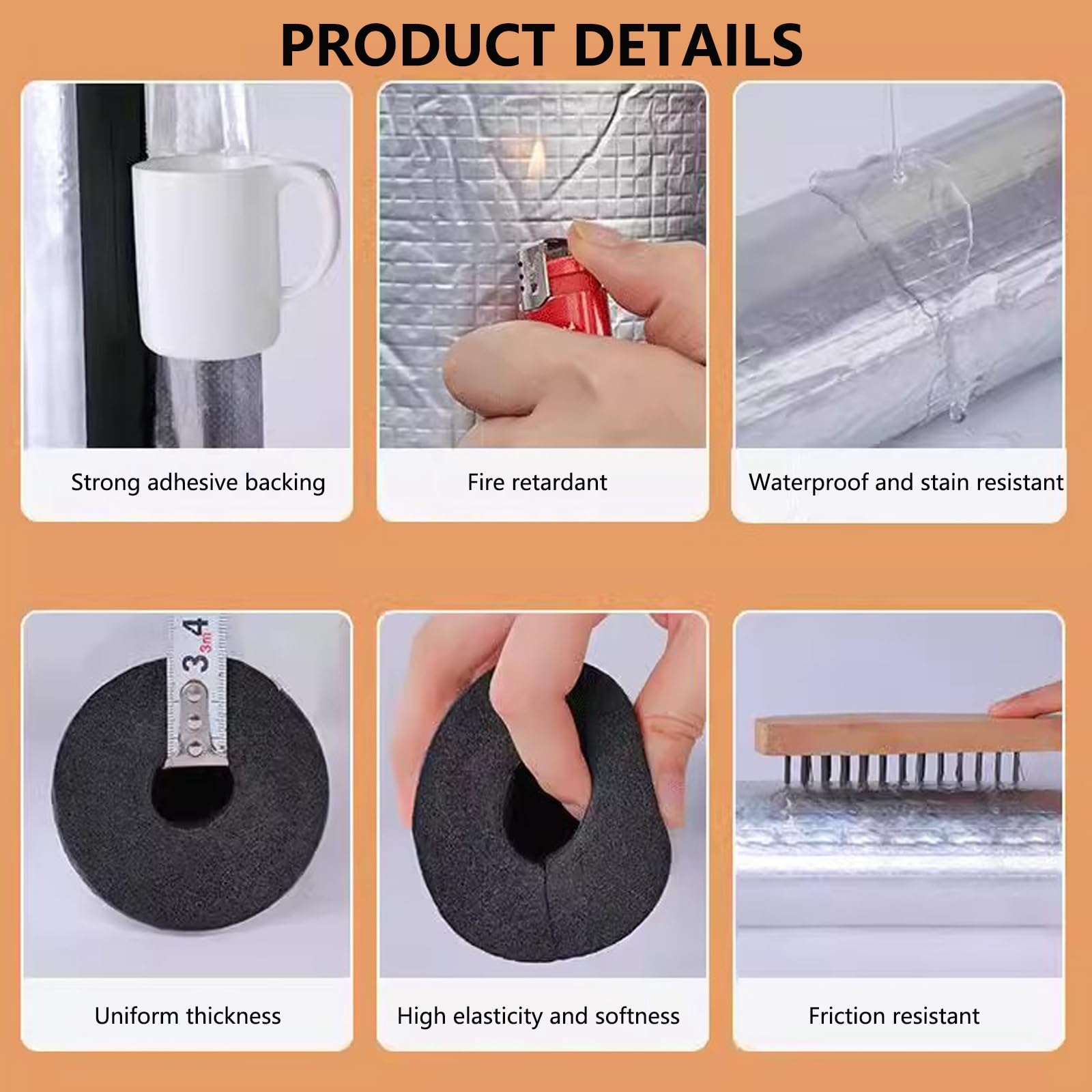 9 Unidades de Envoltorio de Espuma for Tubos con Bordes Auto-Agrietables, Aislante Tubo Aire Acondicionado y Churros Piscina de Espuma for Tubos de Agua Exteriores/Interiores(Id-34mm(1-1/4"))